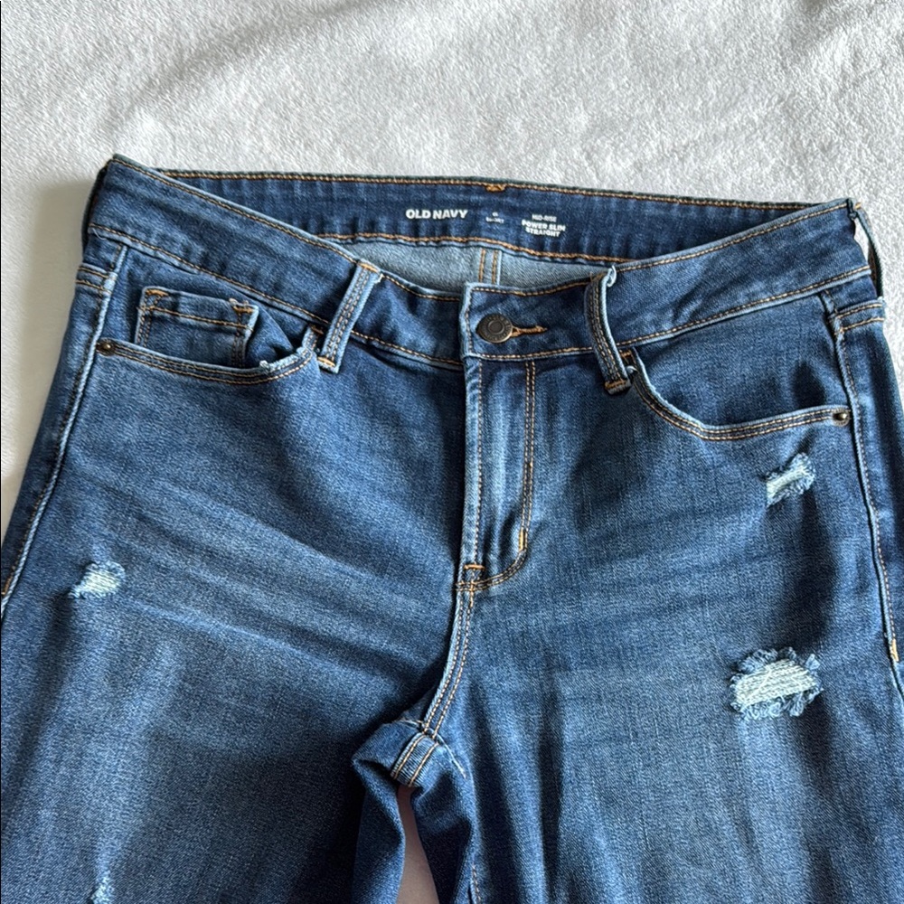 Old Navy Blue Skinny Jeans with Distressed Details